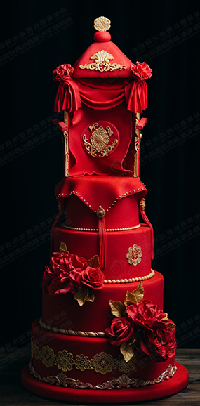 西点培训学校作品中国风翻糖蛋糕